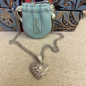 Ross-Simons Diamond Chip,
925 Silver Multi Chain, Open Work 18” Heart Necklace.